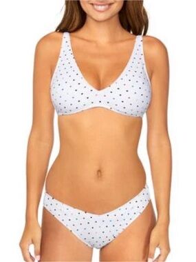 Raisins White Textured Polka Dot Bikini Set womens medium Pisces Bra Oahu Bottom